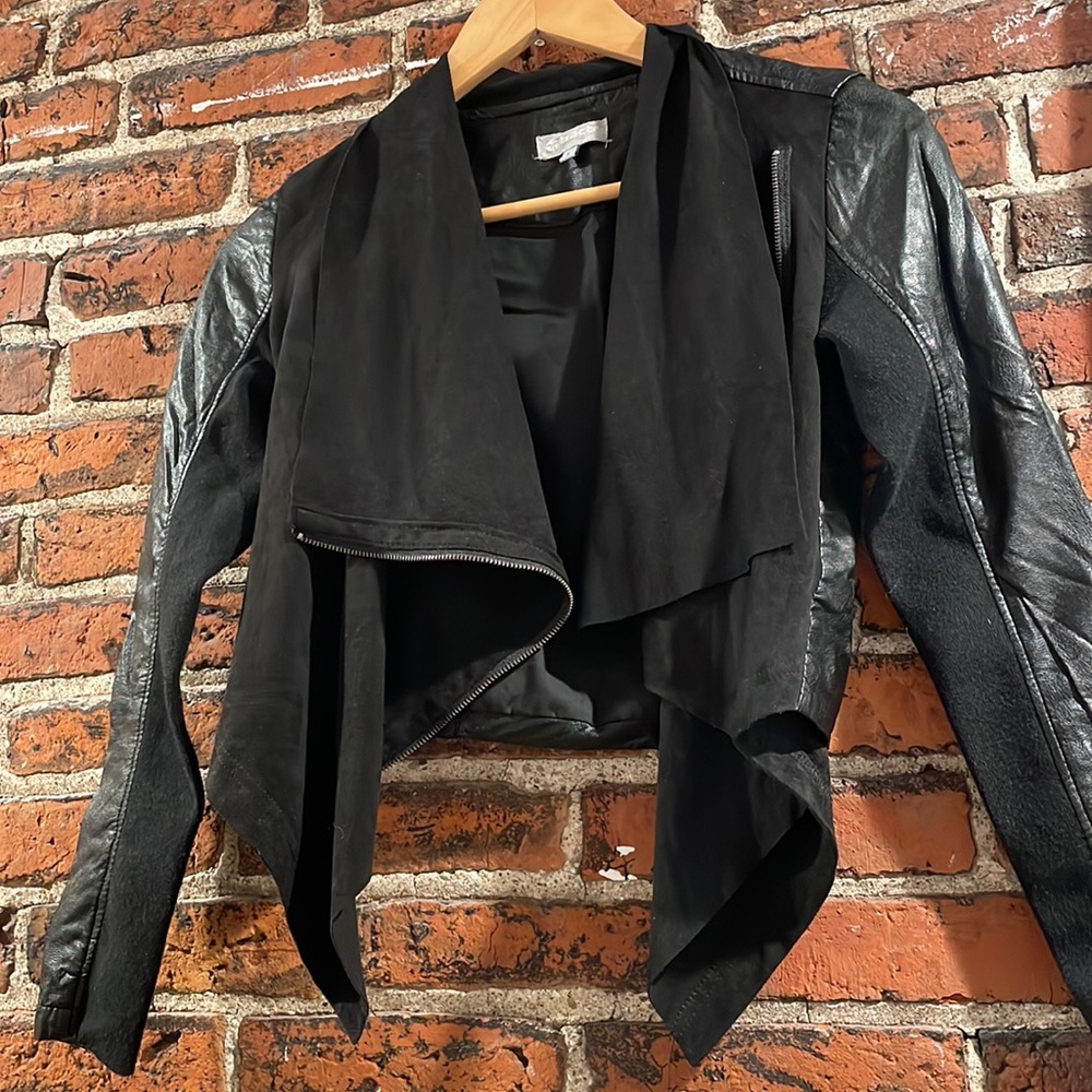 3 for $15 TRACTR girls large size 8-10 “leather” look waterfall zip jacket
